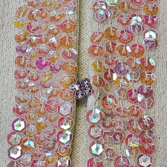 Moth Anthropologie 2004 Vibrant Light Green Beaded & Sequined Cardigan Sweater - Picture 7 of 13